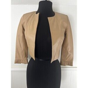 White Suede Jacqui Demkiv Size 6 Crop Leather Jacket Designer Vintage 90s Rare